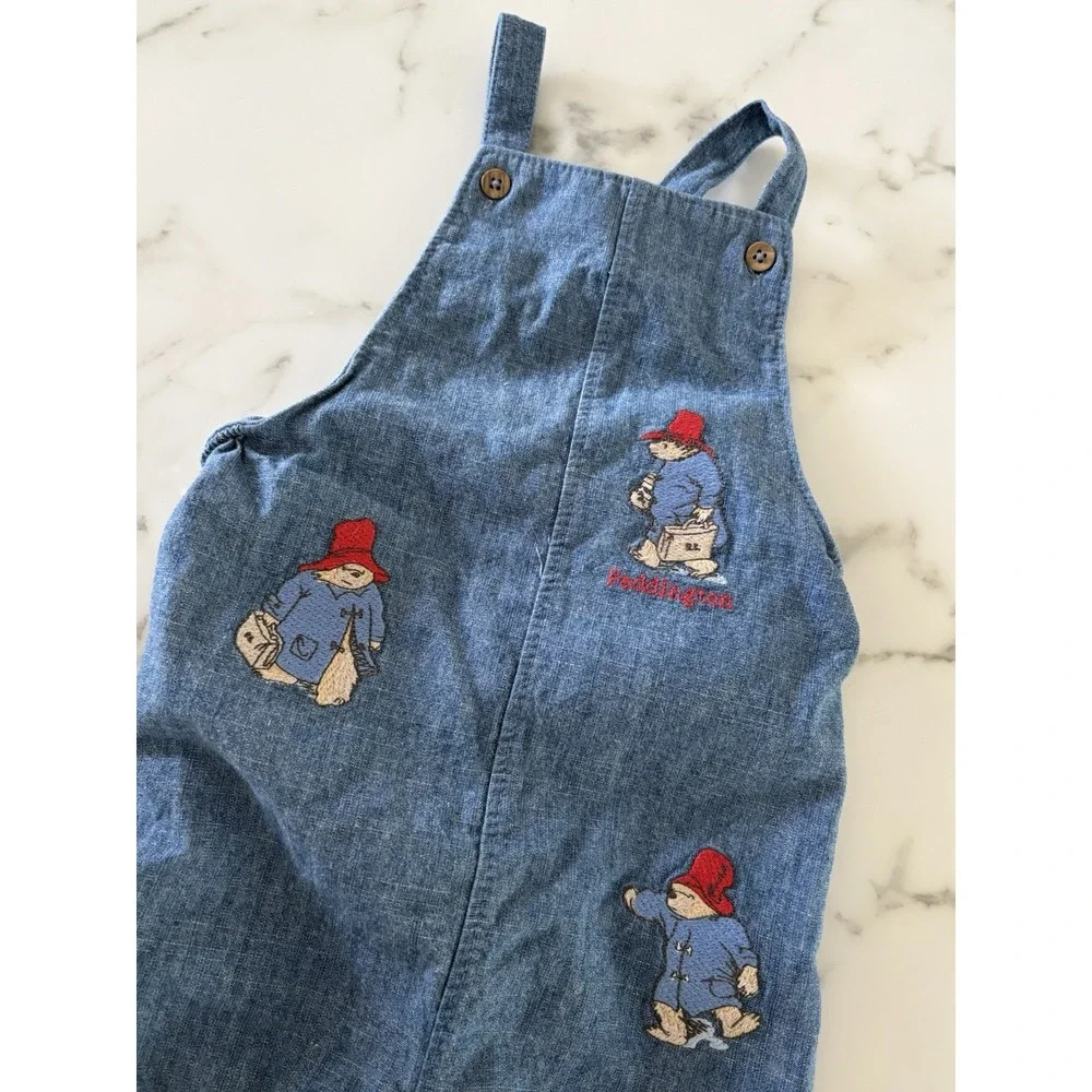 Baby 18-24 Months Blue Denim Paddington Bear Dungarees & White Cotton Jumper